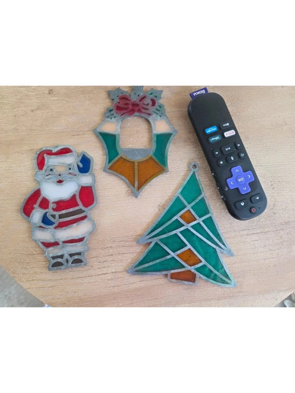 VTG Faux stained glass ornaments.